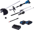 Scheppach 4in1 Akku-Gartengerät BC-MFH400-X: Rasentrimmer, Motorsense, Heckenschere, Hochentaster – 20V IXES, Bürstenlos, 10 Jahre Garantie, inkl. 2x 2Ah Akku & Ladegerät