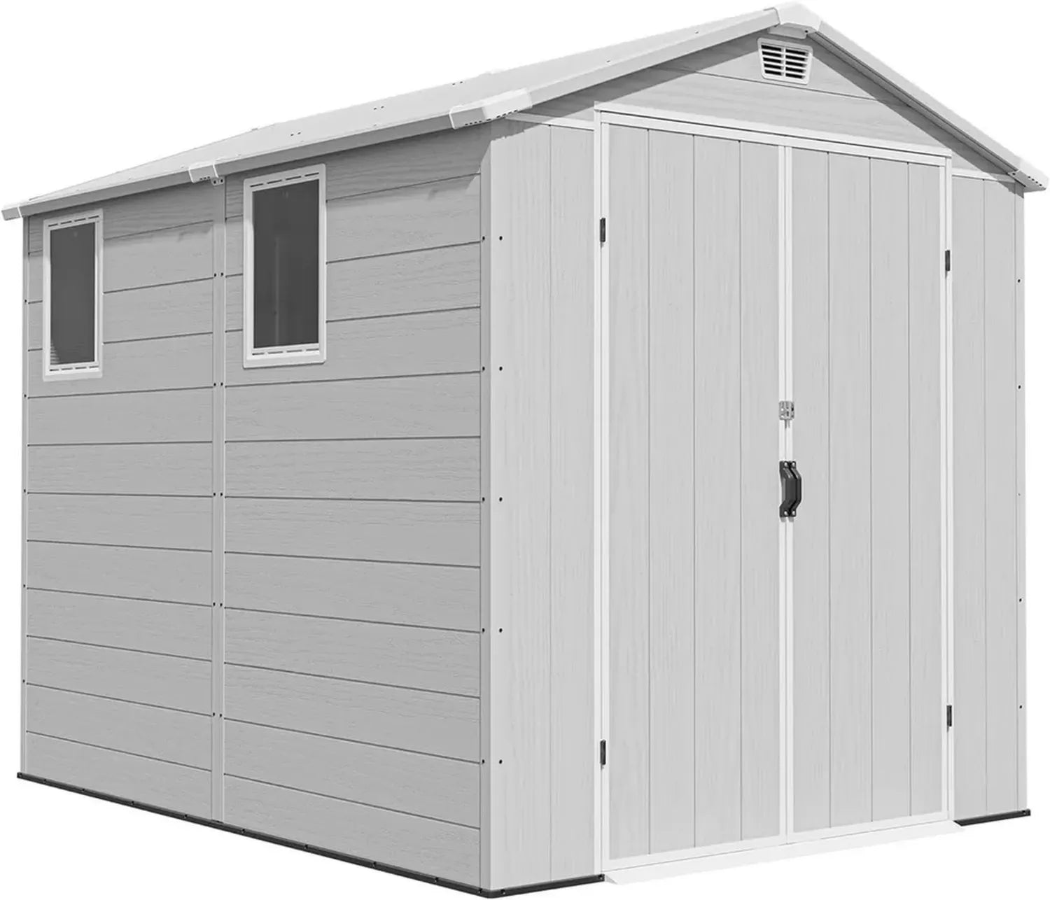 Wetterfestes Kunststoff-Gartenhaus 1,8 x 2,4 m für Fahrräder und Werkzeuge, Hellgrau