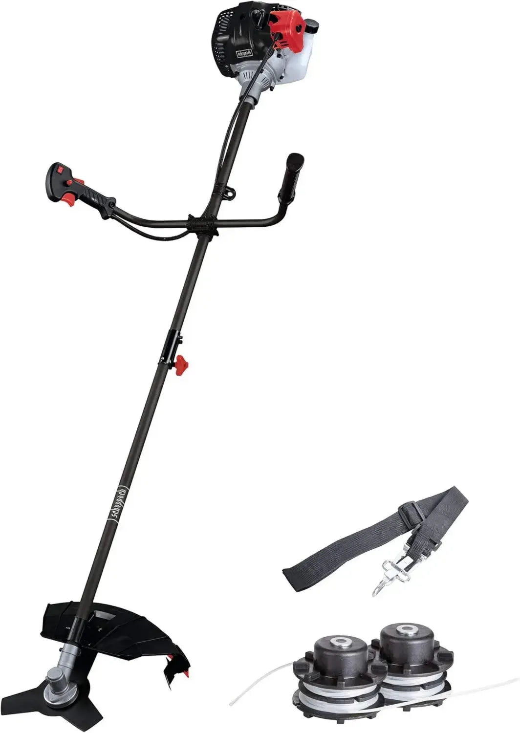 Scheppach Benzin Motorsense 2in1: Freischneider & Rasentrimmer, 1,22 PS, Schnittbreite 430/255mm, Anti-Vibration, 150cm Schaft, mit Tippautomatik & Schultergurt